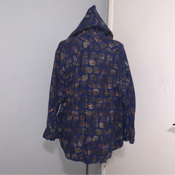 Alain Murati Studio Blue Gold Oversized 100% Linen Shacket with Hoodie Size M - Picture 8 of 14